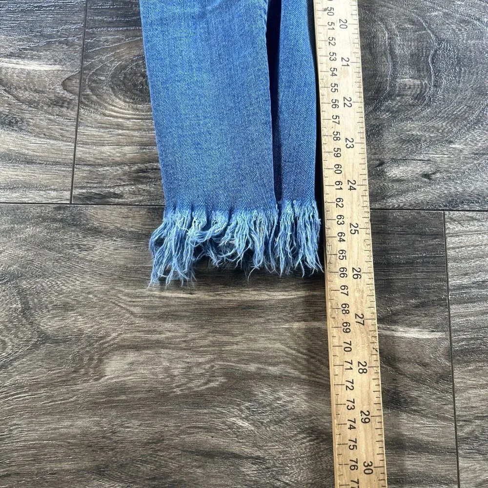 Free People Jeans Womens 24 Blue Ankle Skinny Frayed Raw Hem Ripped Distressed‎